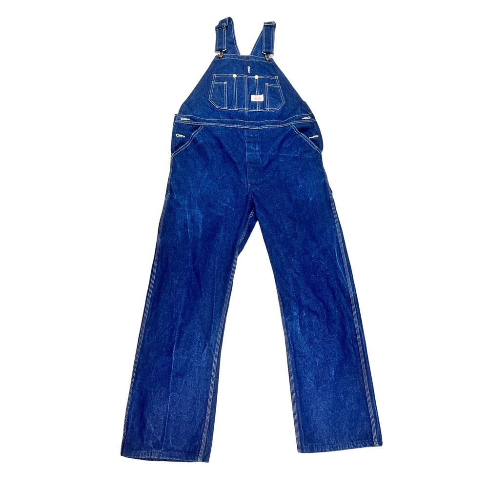 Round House Mens Blue Denim Bib Overalls Lot 966 36x32* Straight Leg Utility New